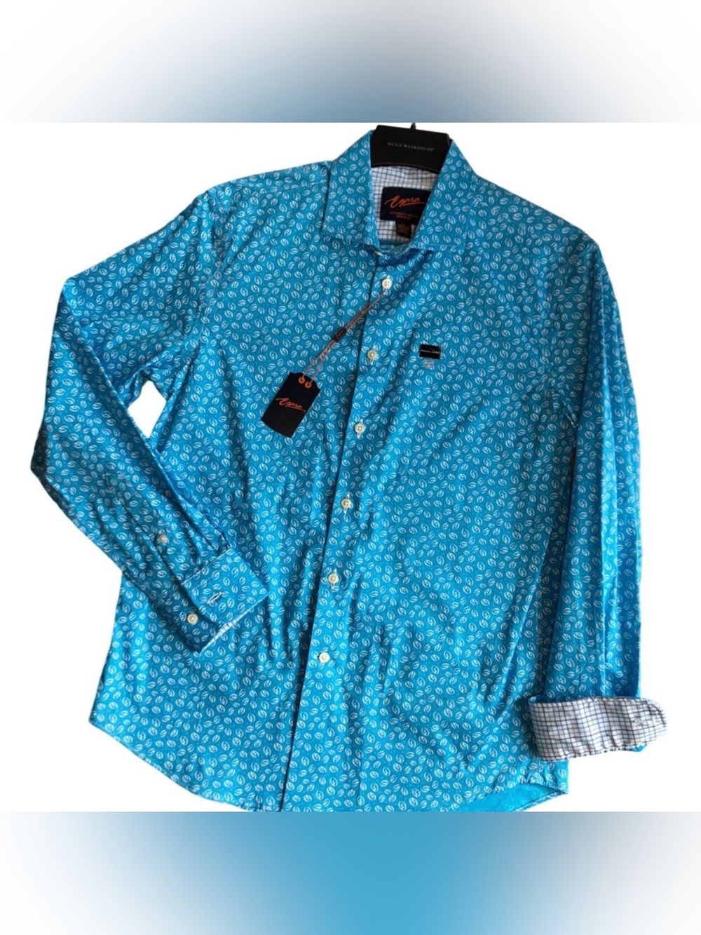 Mens Egara blue/white stretch shirt size med new with tags